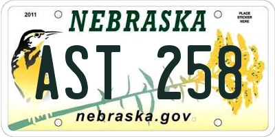 NE license plate AST258