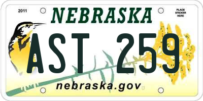 NE license plate AST259