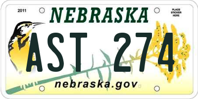 NE license plate AST274