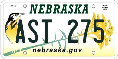NE license plate AST275