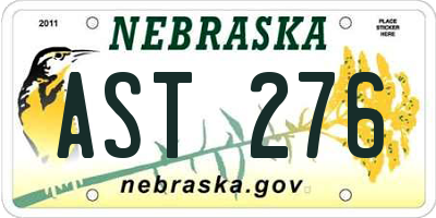 NE license plate AST276