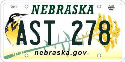 NE license plate AST278