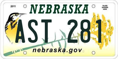 NE license plate AST281