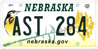 NE license plate AST284