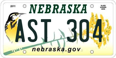 NE license plate AST304