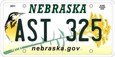 NE license plate AST325