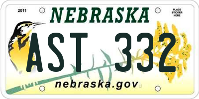 NE license plate AST332