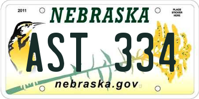 NE license plate AST334