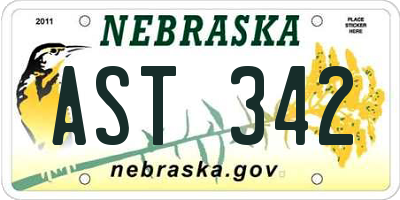 NE license plate AST342