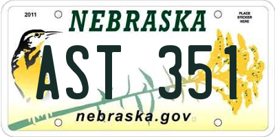 NE license plate AST351