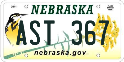 NE license plate AST367