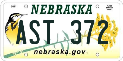 NE license plate AST372
