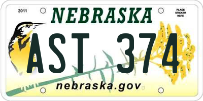 NE license plate AST374