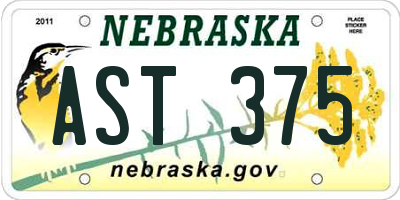 NE license plate AST375