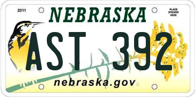 NE license plate AST392