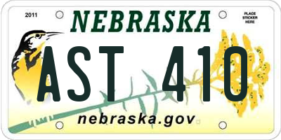 NE license plate AST410