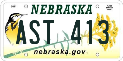 NE license plate AST413