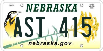 NE license plate AST415