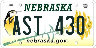 NE license plate AST430