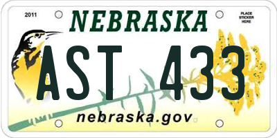 NE license plate AST433