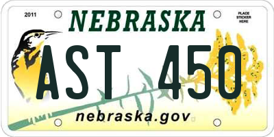 NE license plate AST450