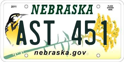 NE license plate AST451