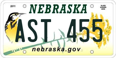 NE license plate AST455