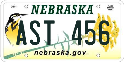 NE license plate AST456
