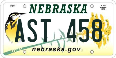 NE license plate AST458