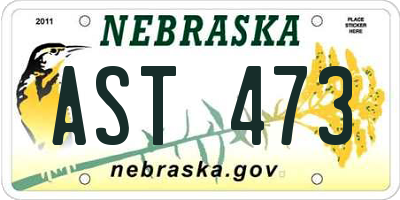 NE license plate AST473