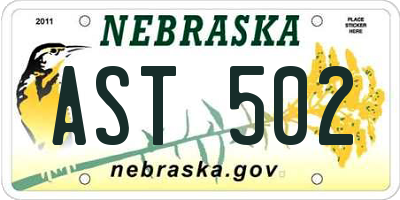 NE license plate AST502