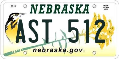 NE license plate AST512