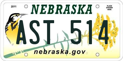 NE license plate AST514