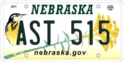 NE license plate AST515