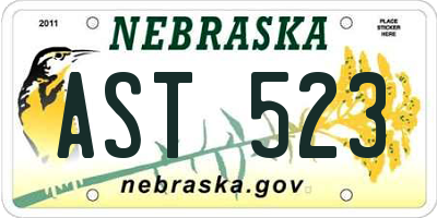 NE license plate AST523