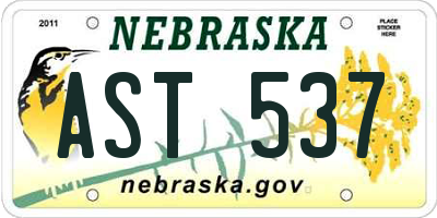 NE license plate AST537