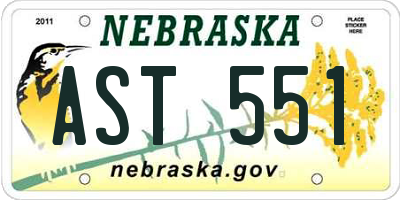 NE license plate AST551
