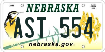 NE license plate AST554