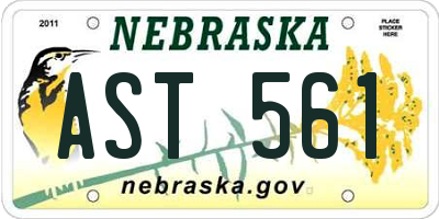 NE license plate AST561