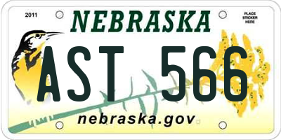 NE license plate AST566