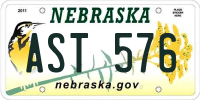 NE license plate AST576