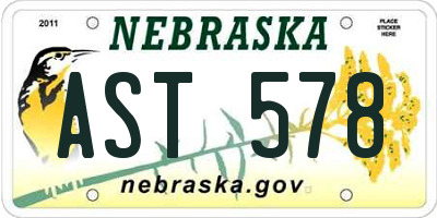 NE license plate AST578