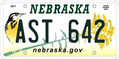 NE license plate AST642