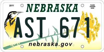 NE license plate AST671