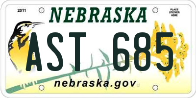 NE license plate AST685