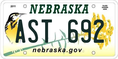 NE license plate AST692
