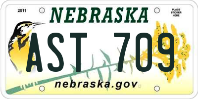 NE license plate AST709