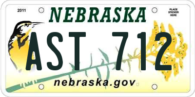 NE license plate AST712