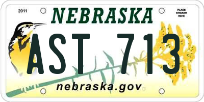 NE license plate AST713