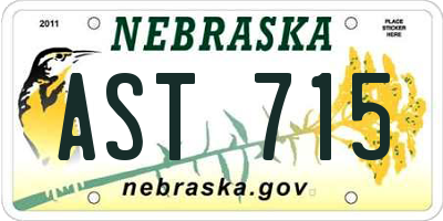 NE license plate AST715